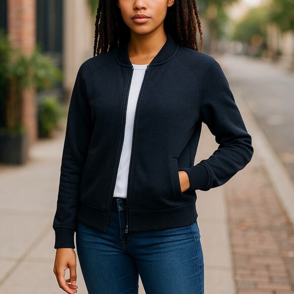 Kit & Ace Blue Jordan Cashmere Blend Bomber Jacket - Picture 1 of 12